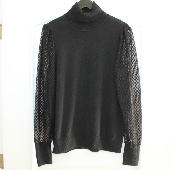 Marled Sweaters - Marled black turtleneck with sheer sleeves (women’s XL) (NWT)